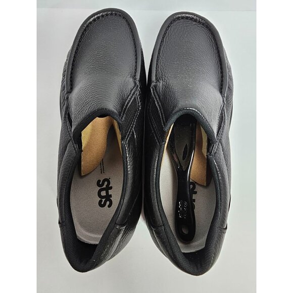 SAS Mens Side Gore Black Leather Shoes 7.5 WW Slip-On Comfort Loafers - Picture 5 of 7